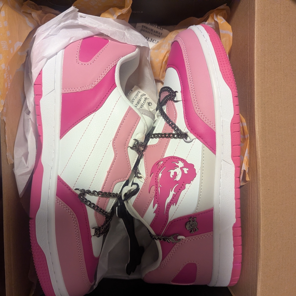 Pink and White Men's Sneakers